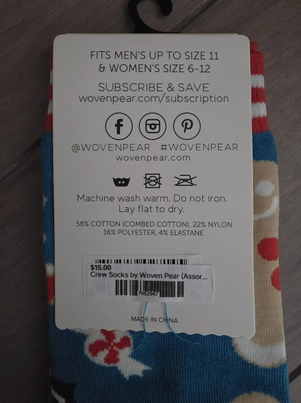 Woven Pear Crew Socks
